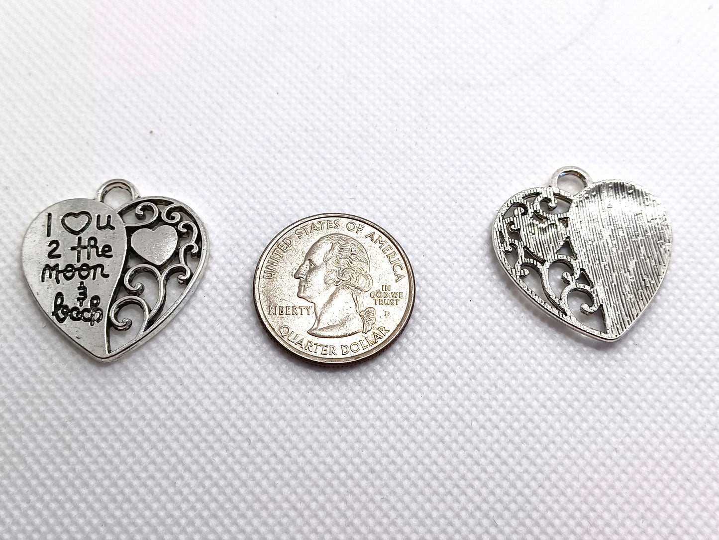 I Love You to the Moon and Back Heart Charms (4 Pieces)