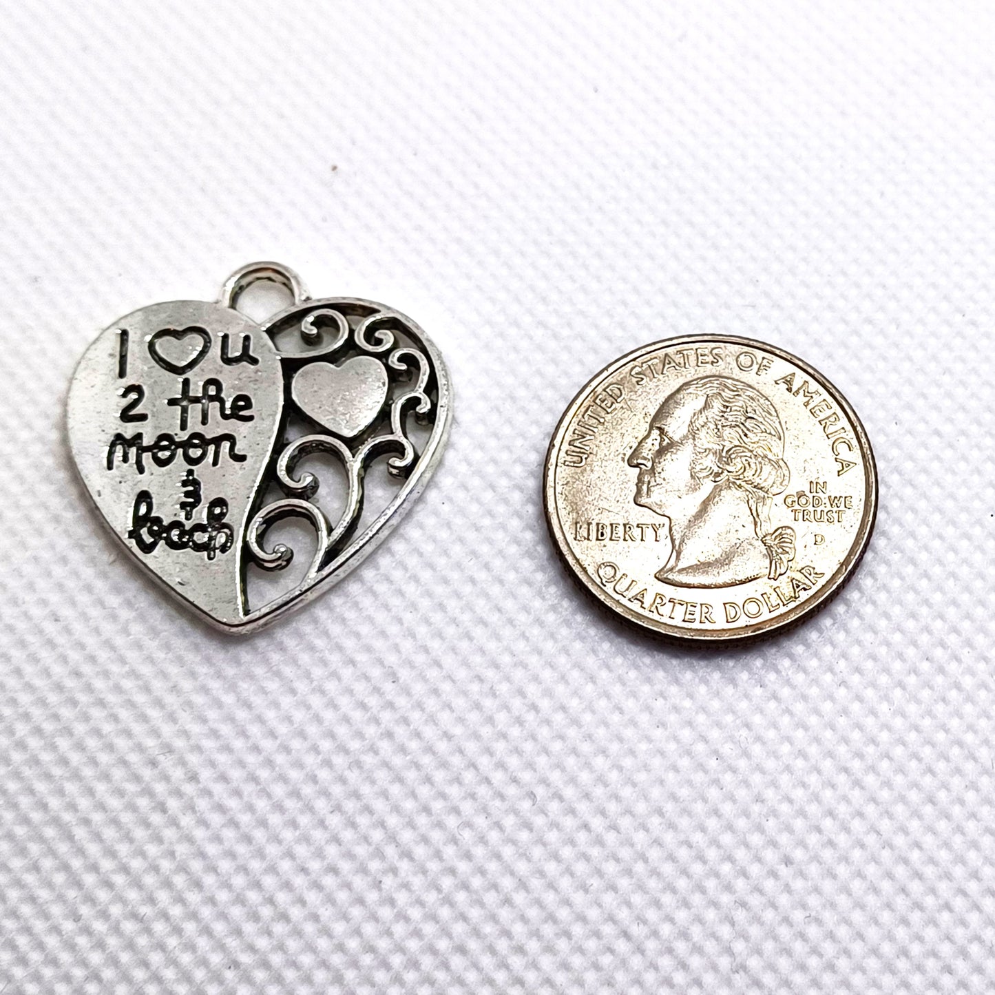 I Love You to the Moon and Back Heart Charms (4 Pieces)