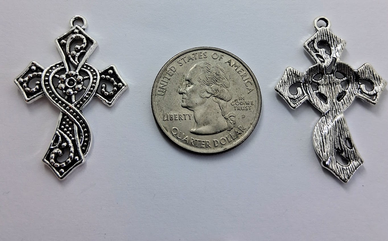 Pendant Size Crosses, Color Silver (5 Pieces)