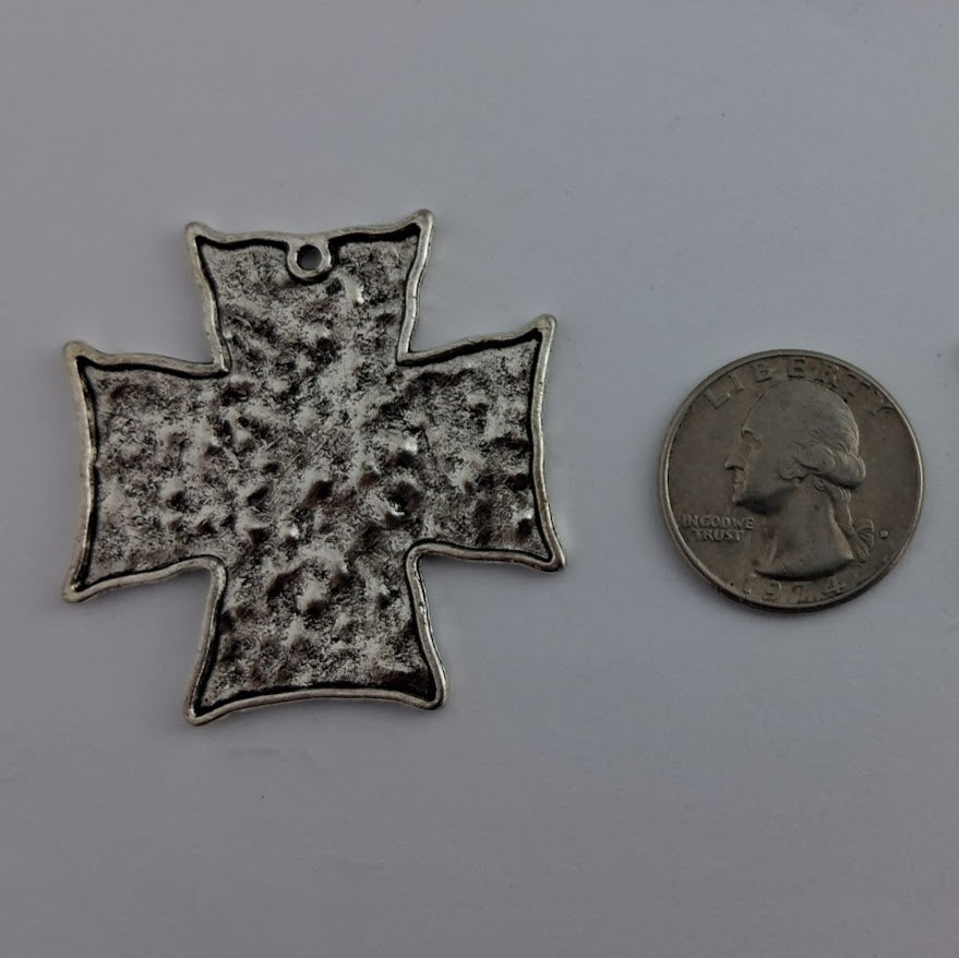 Pendant Size Crosses, Antique Silver Color (2 Pieces)