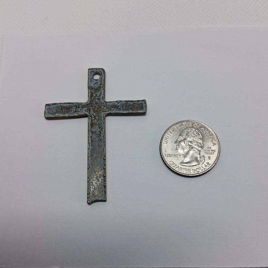 Pendant Size Crosses, Bronze and Blue Color (3 Pieces)