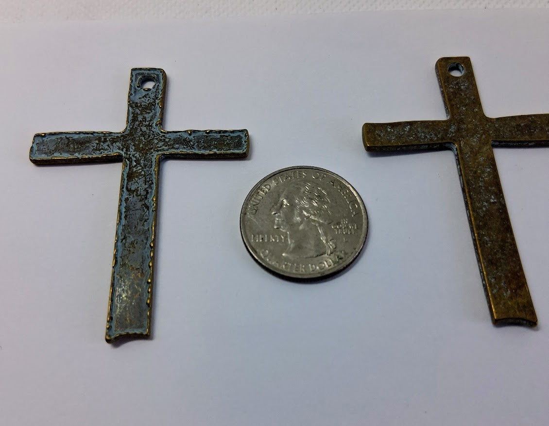 Pendant Size Crosses, Bronze and Blue Color (3 Pieces)