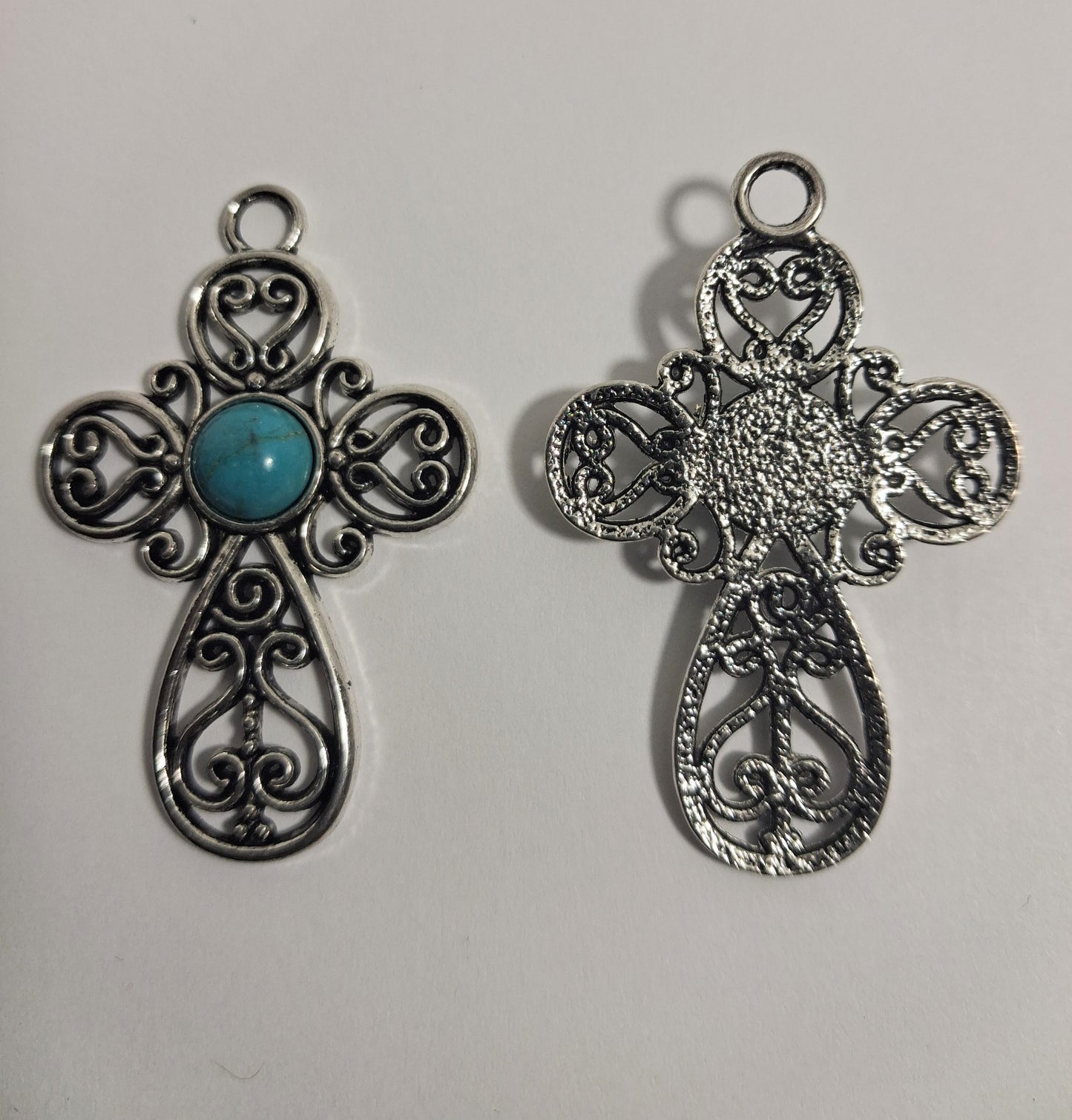 Pendant Cross with Turquoise Color Stone in Center