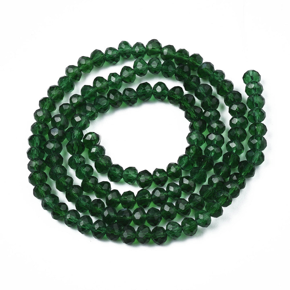Chinese Crystal Beads Rondelle Shape 6mm X 4mm Color Dark Green
