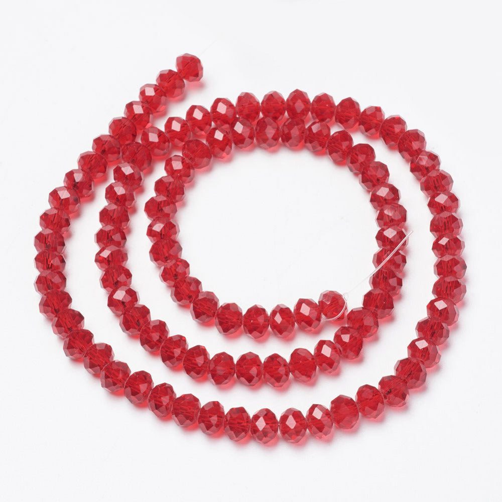 Chinese Crystal Beads Rondelle Shape 8mm X 6mm Red AB