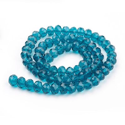 Chinese Crystal Beads Rondelle Shape, 6mm X 4mm, Color Teal