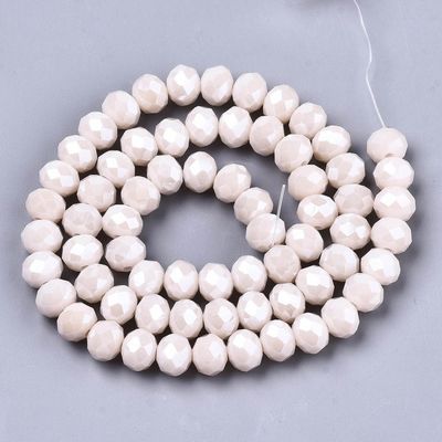 Chinese Crystal Beads Rondelle Shape, 6mm X 4mm, Color Opaque Peach