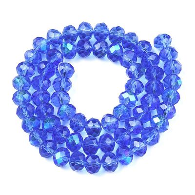 Chinese Crystal Beads Rondelle Shape, 8mm X 6mm Color Blue & Multi-Colored Plated