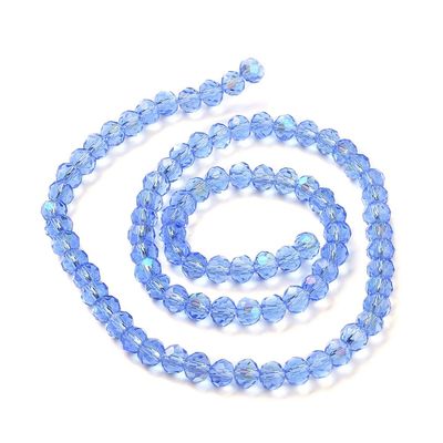 Chinese Crystal Beads Rondelle Shape, Color Sapphire Multi-Colored Plated