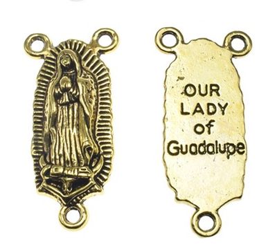 Rosary Center Pieces "Our Lady of Guadalupe" (5 Pieces) Gold Pewter
