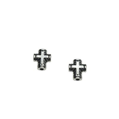 Tube Pewter Beads, (14 Pieces) Religious Beads