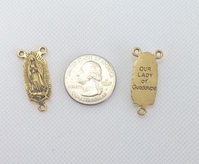 Rosary Center Pieces "Our Lady of Guadalupe" (5 Pieces) Gold Pewter