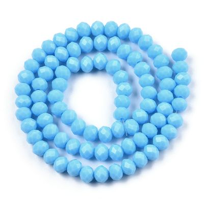Chinese Crystal Beads Rondelle Shape 6mm X 4mm, Opaque Light Blue, 94-96 Beads