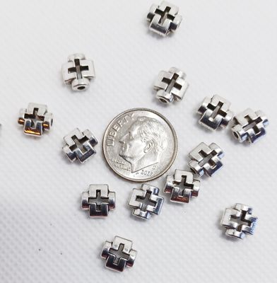 Cross Beads, Silver Cross Beads (15 Pieces)