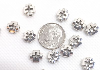 Cross Beads, Silver Cross Beads (15 Pieces)