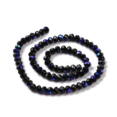 Chinese Crystal Beads Rondelle Shape, 4mm X 3mm, Color Black with Multi Color Plating