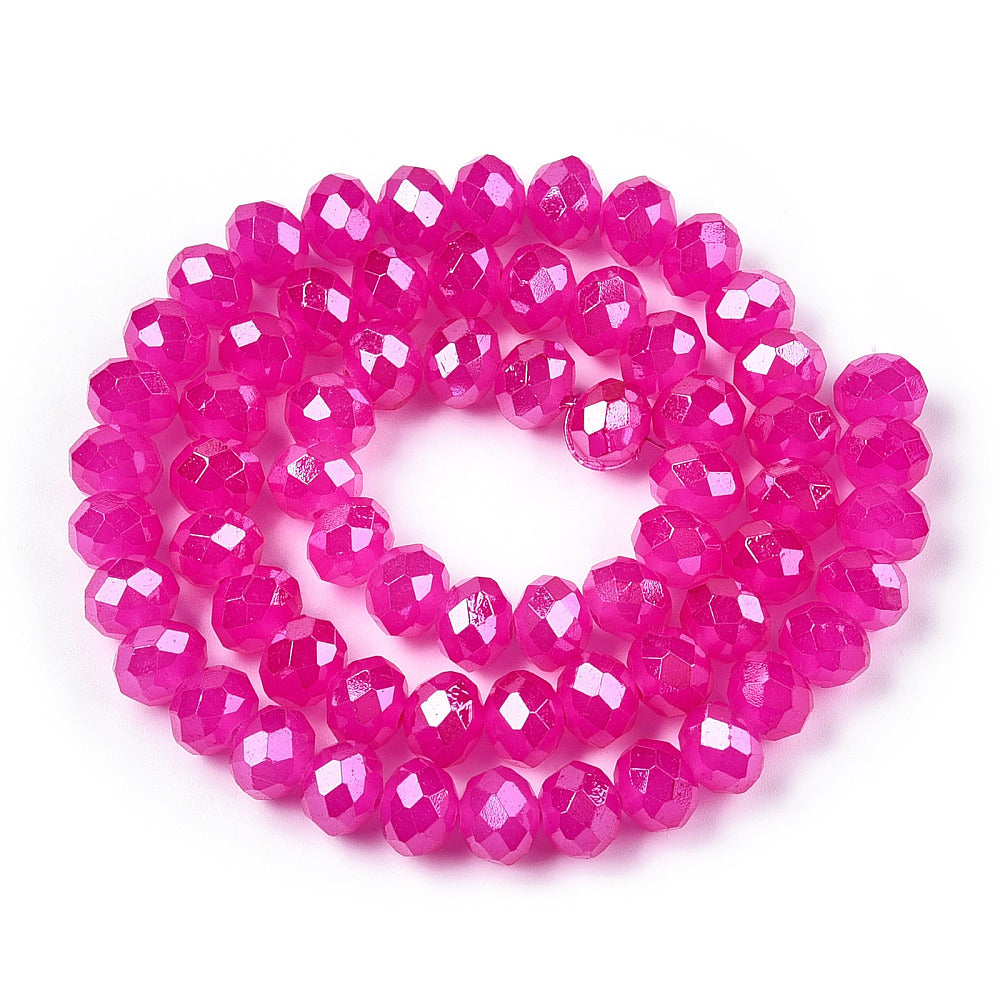 Glass Beads Rondelle Shape 8mm X 6mm Multi-Color Beads per Strand. Beads are Painted