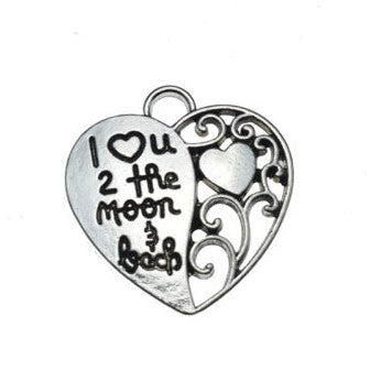 I Love You to the Moon and Back Heart Charms (4 Pieces)