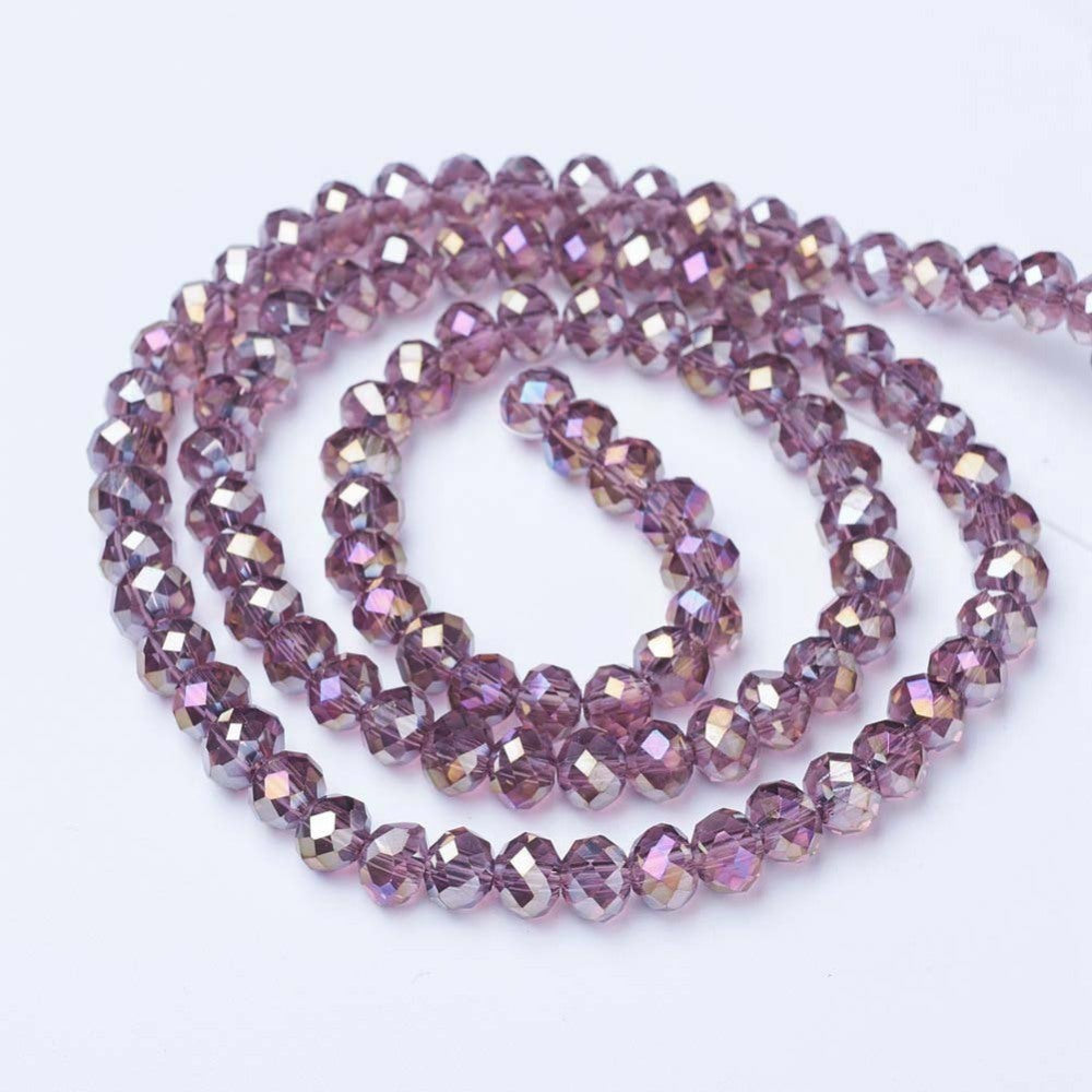 Chinese Crystal Beads Rondelle Shape 3mm X 2mm Amethyst Multi-Colored AB