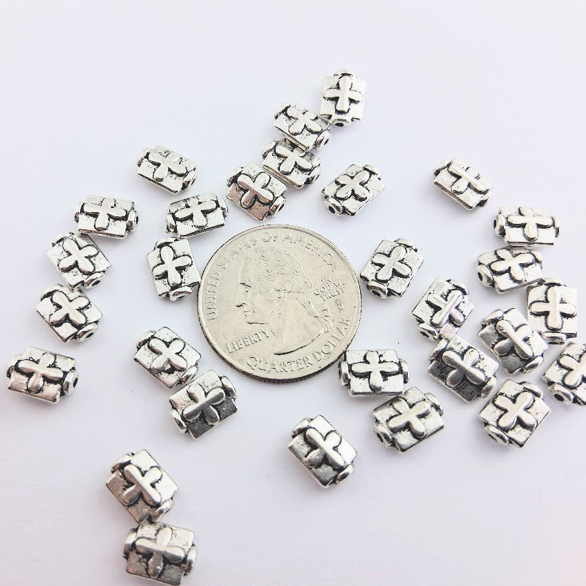 Cross Beads, Silver Cross Beads (25 Pieces)