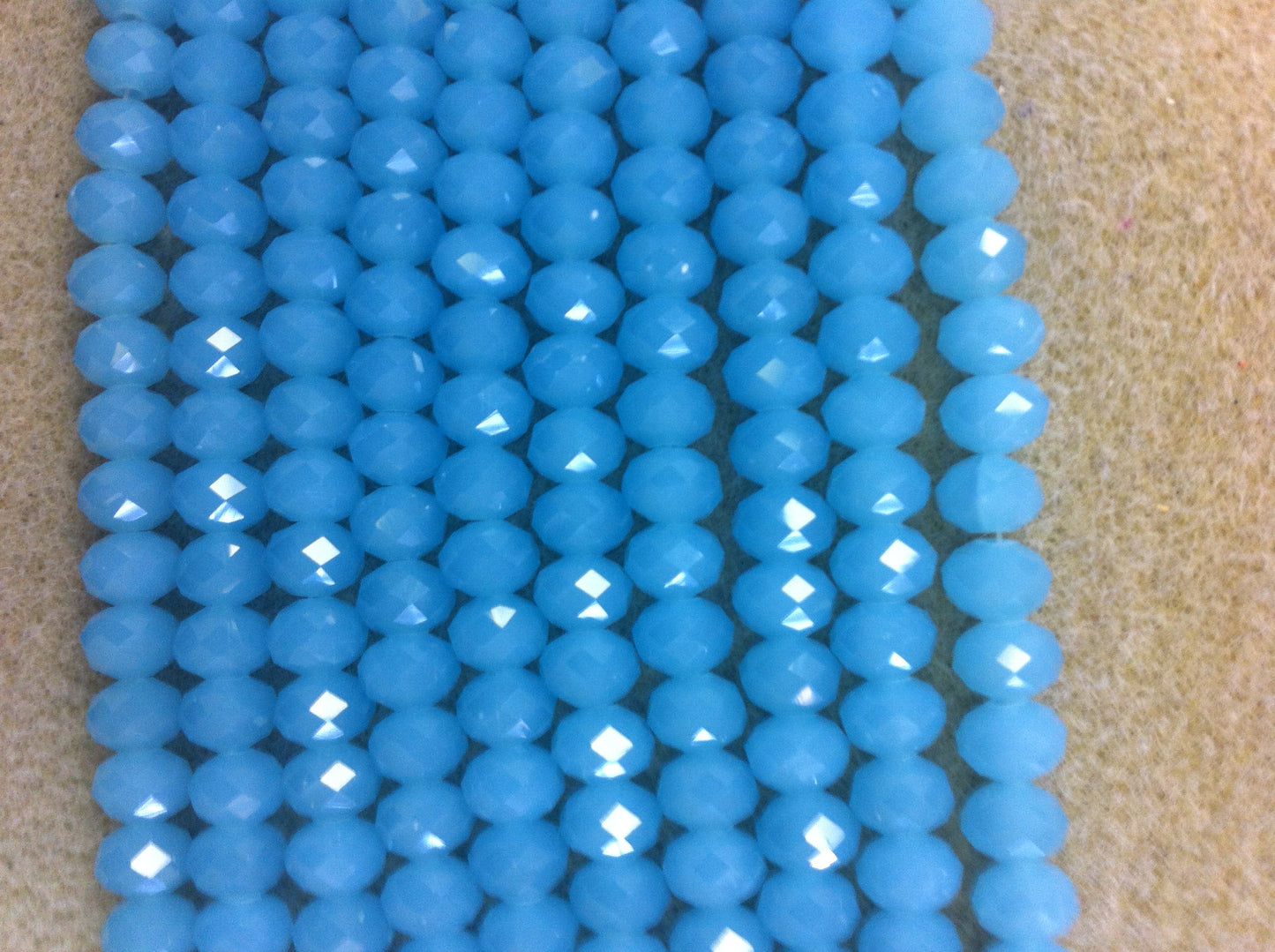 Chinese Crystal Beads Rondelle Shape 8mm X 6mm, 68 Beads Opague Blue AB