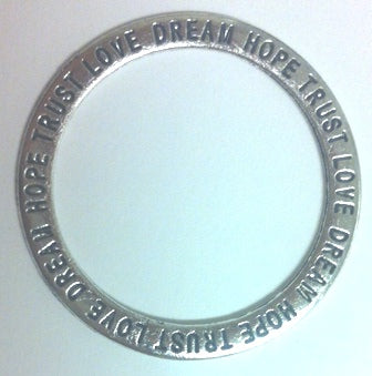 Pewter Circle Pendant with Dream, Hope, Love & Trust (5 Pieces)
