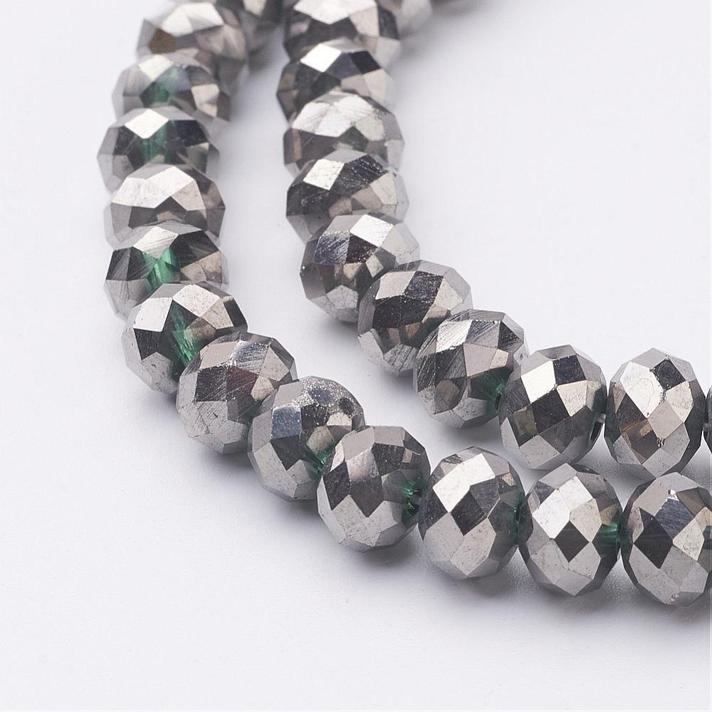 Chinese Crystal Beads Rondelle Shape 3mm X 2mm Silver Metallic Beads