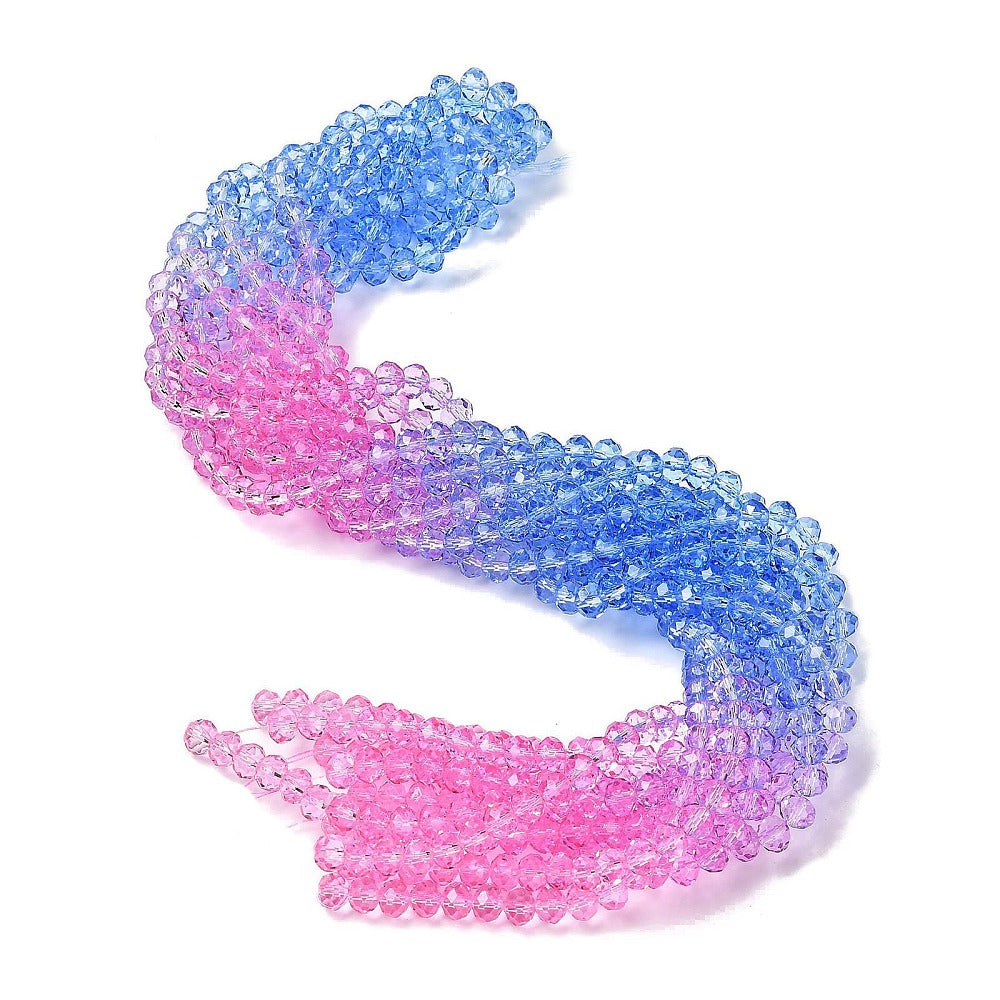 Glass Beads Rondelle Shape 8mm X 6mm Multi-Color Beads per Strand. Beads are Painted