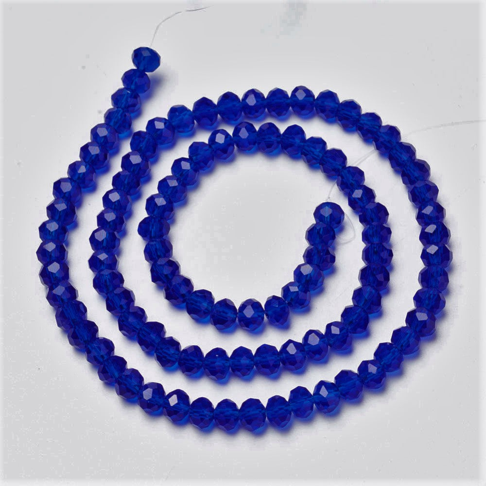 Chinese Crystal Rondelle Shape 4mm X 3mm Cobalt Blue 130 Beads