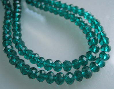 Chinese Crystal Beads Rondelle Shape 4mm X 3mm Color Emerald Green