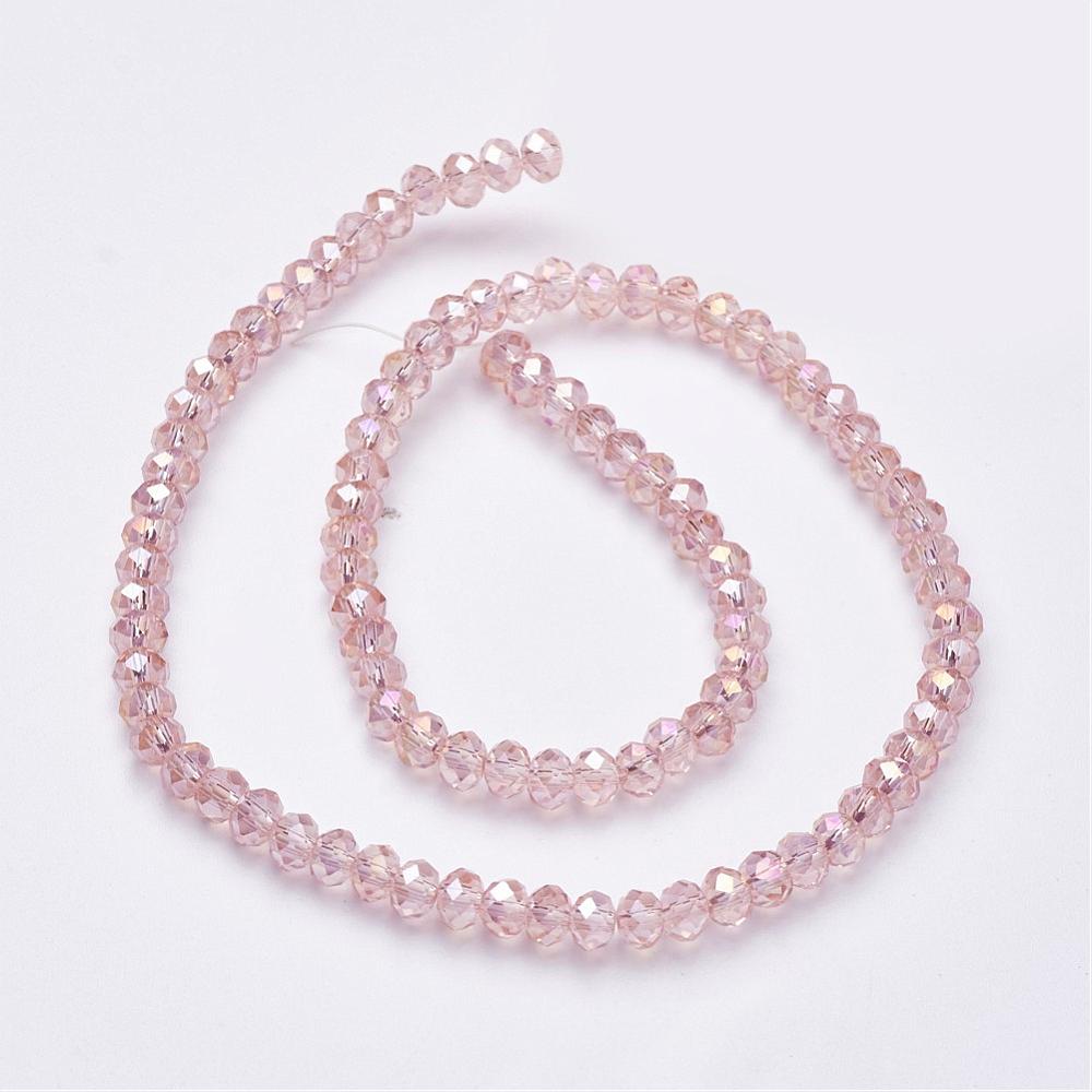 Chinese Crystal Beads Rondelle Shape, 8mm X 6mm Color Pink AB