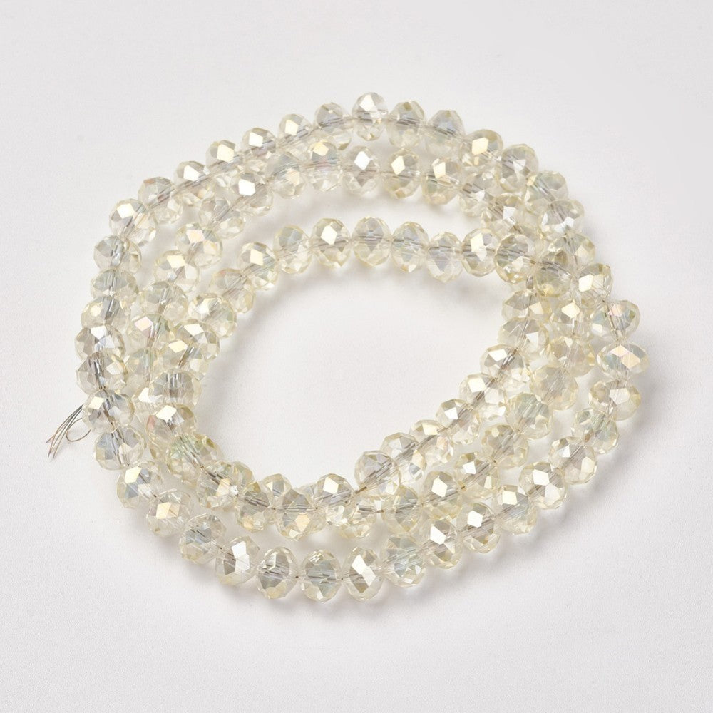 Chinese Crystal Beads Rondelle Shape 6mm X 4mm Hint of Yellow