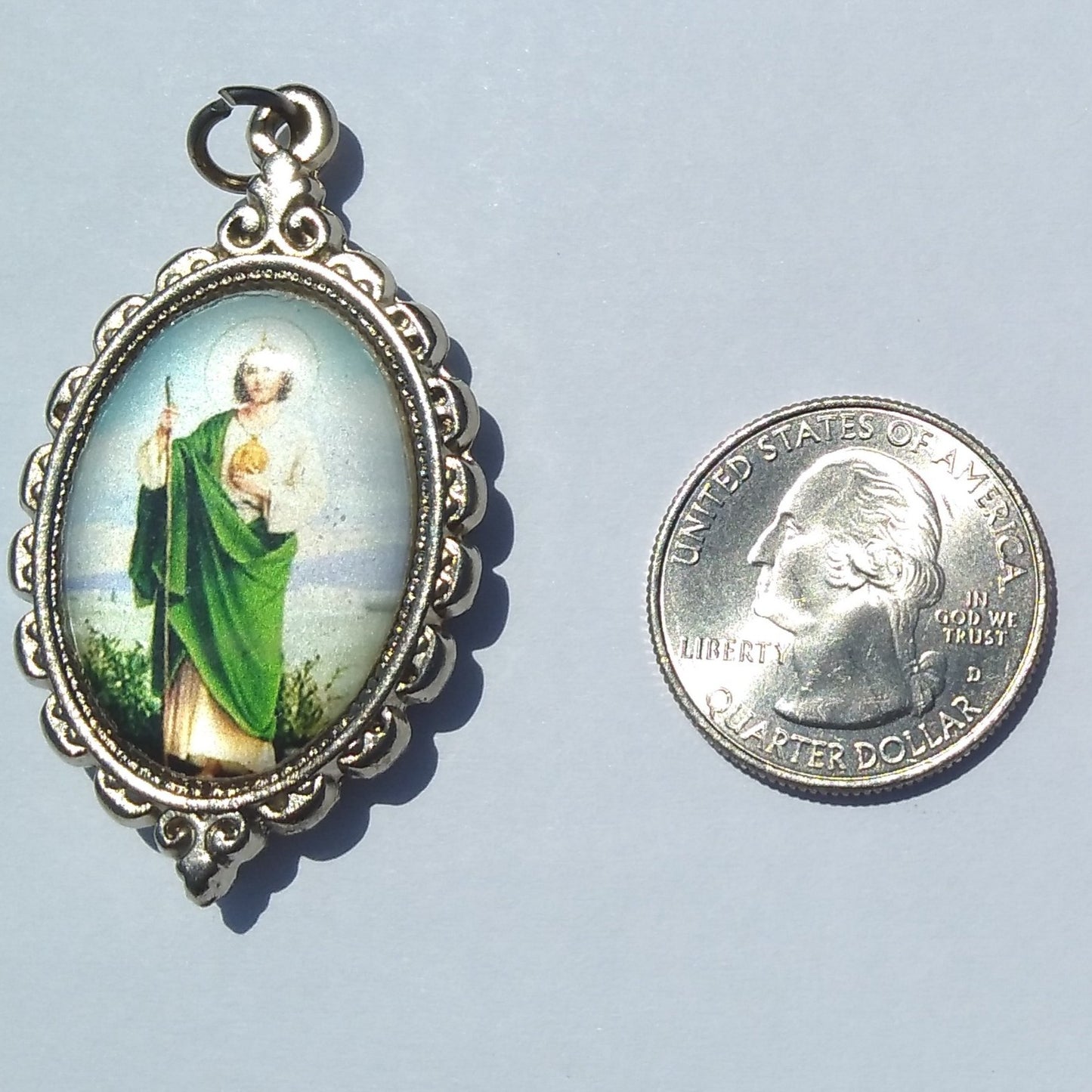 Saint Jude Oval Pendant, Religious Pendant, Saint Pendant, Mary Pendant (1 Pendant)