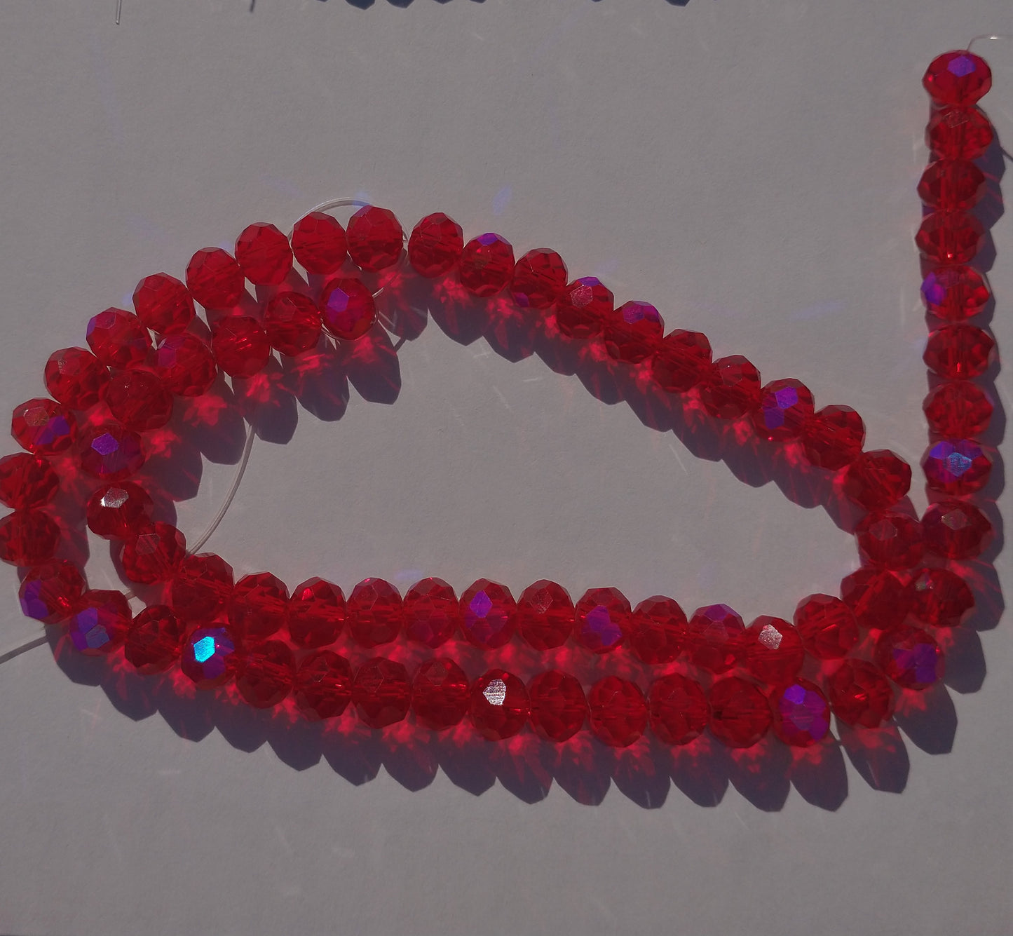 Chinese Crystal Beads Rondelle Shape 6mm X 4mm Red Beads with a Fuchsia Plating