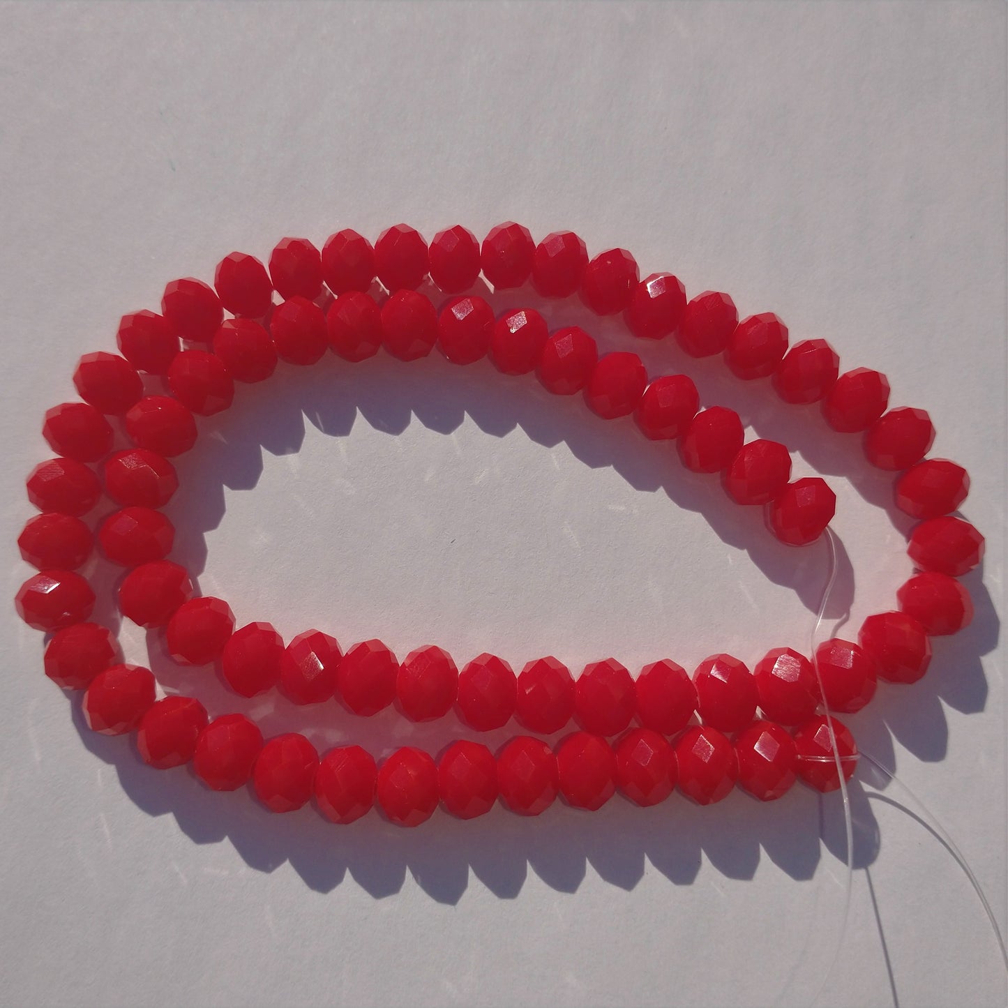 Chinese Crystal Beads Rondelle Shape 8mm X 6mm Opaque Red