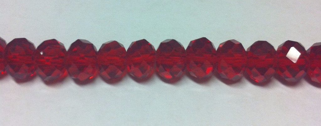 Chinese Crystal Beads Rondelle Shape 8mm X 6mm Dark Red