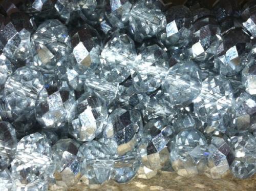 Chinese Crystal Beads Rondelle Shape 6mm X 4mm Color Half Silver & Half Clear - Krafts and Beads