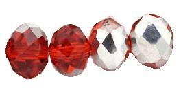 Chinese Crystal Beads Rondelle Shape 6mm X 4mm Red & Silver 100 Beads - Krafts and Beads