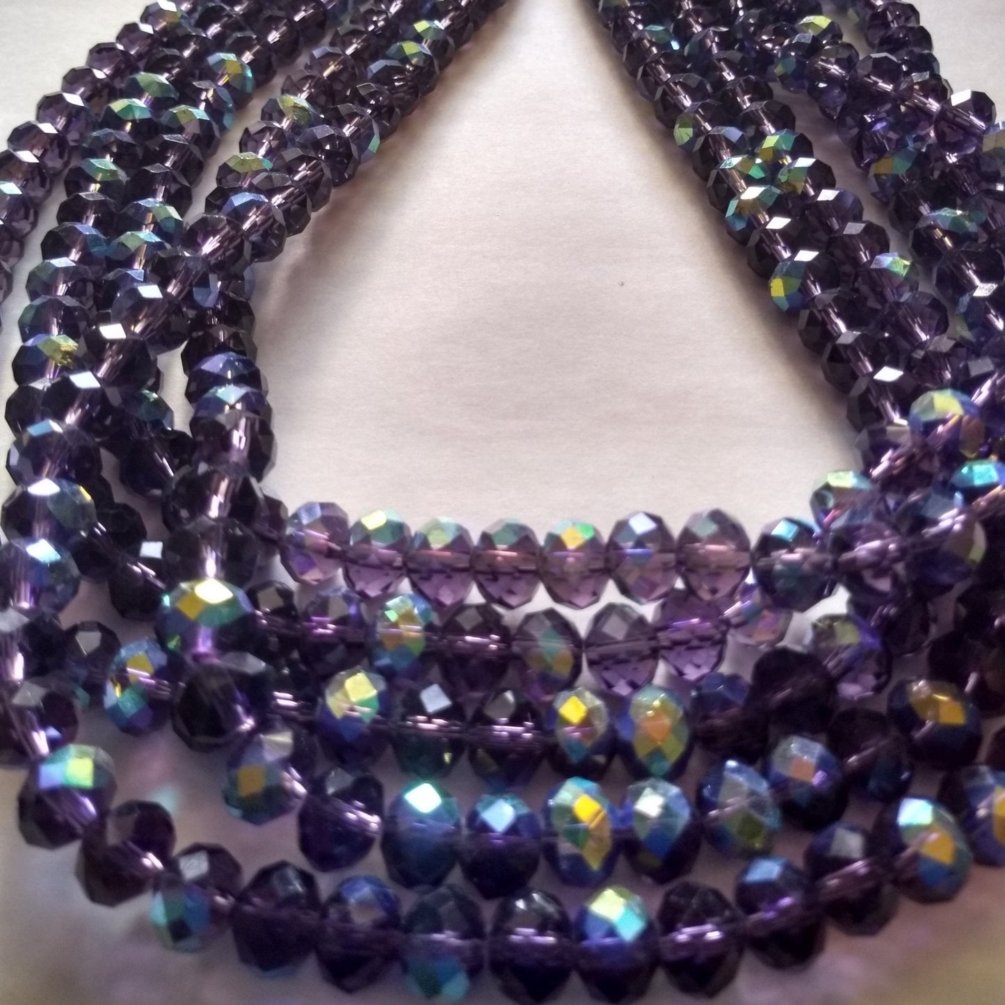 Chinese Crystal Beads Rondelle Shape 8mm X 6mm Color Purple with Metallic Plating - Krafts and Beads