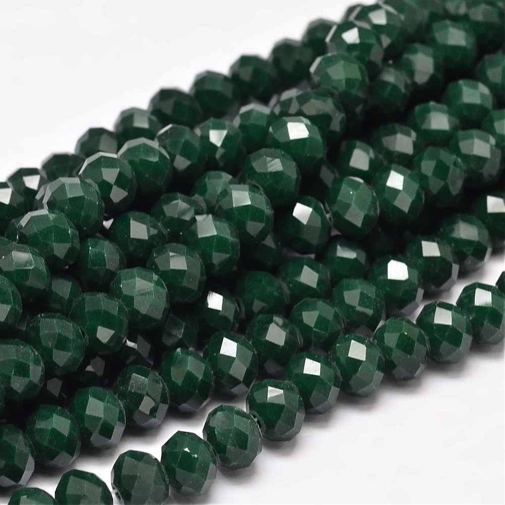 Chinese Crystal Beads Rondelle Shape 8mm X 6mm Dark Jade Green - Krafts and Beads