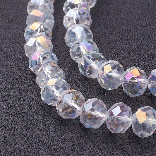 Chinese Crystal Beads Rondelle Shape, Color Crystal AB 100 Beads 6mmX4mm - Krafts and Beads