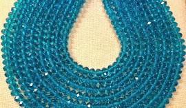 Chinese Crystal Beads Rondelle Shape, Color Dark Aquamarine 6mmX4mm - Krafts and Beads