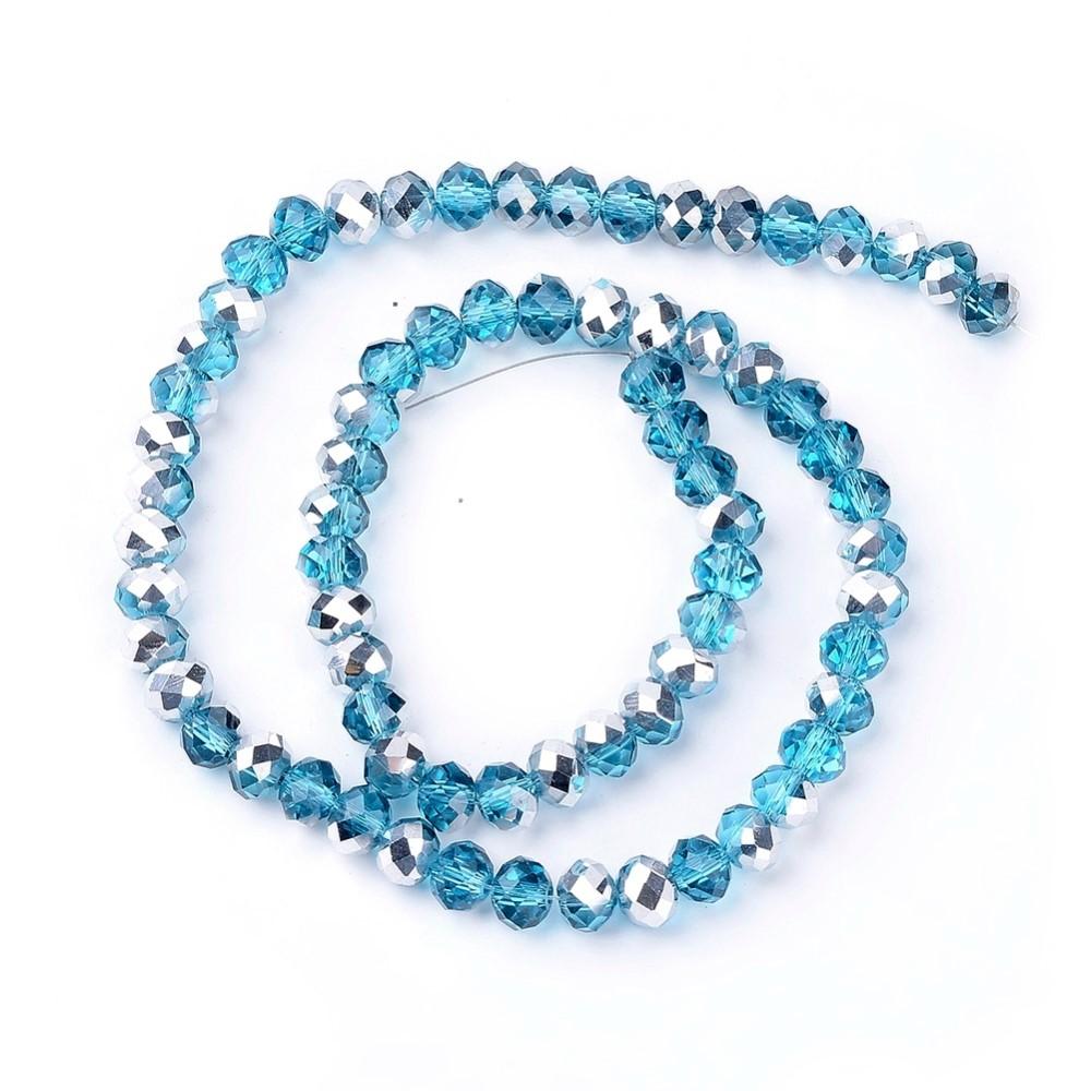 Chinese Crystal Beads Rondelle Shape 4mm X 3mm, Color Blue & Silver