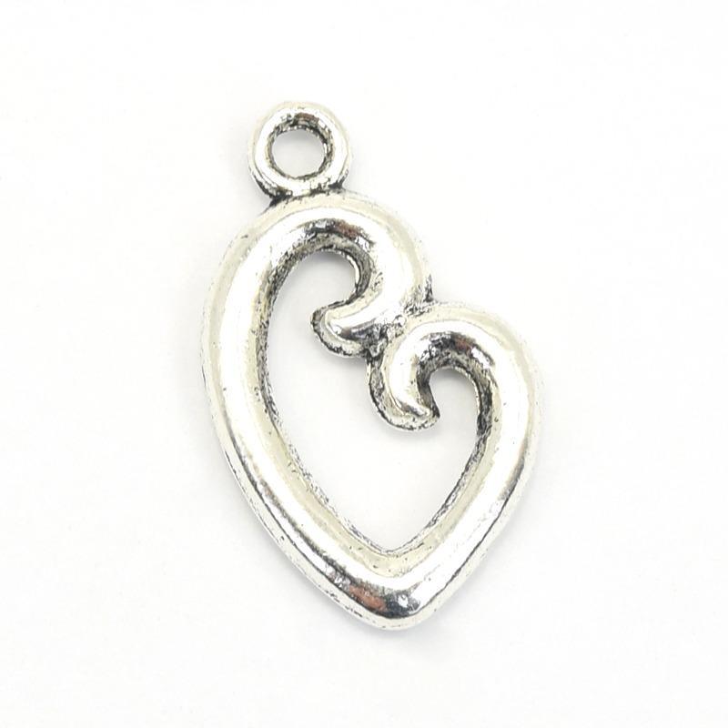 Heart Charms (15 Pieces) Silver - Krafts and Beads