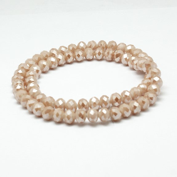 Chinese Crystal Beads Rondelle Shape 8mm X 6mm Opaque Champaign AB