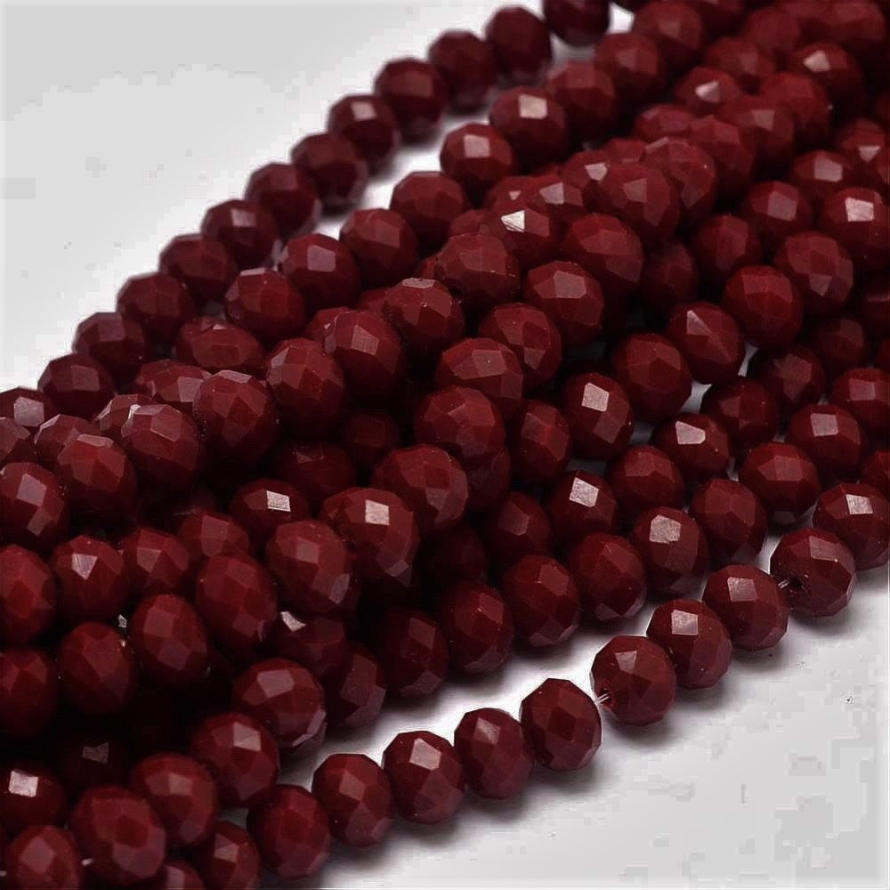 Chinese Crystal Beads Rondelle Shape 3mm X 2mm Jade Maroon