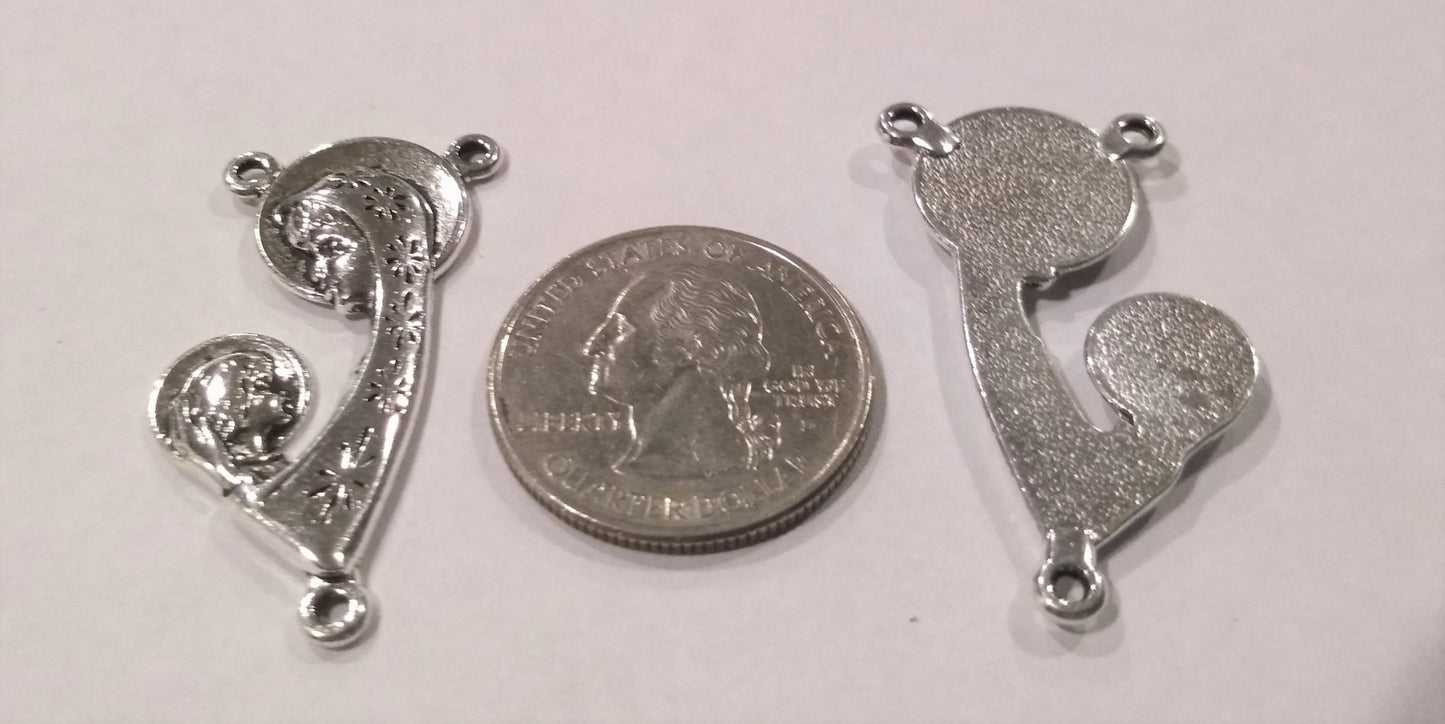Mary with Baby Jesus Rosary Center Pieces "Our Lady of Guadalupe" (4 Pieces) - Krafts and Beads