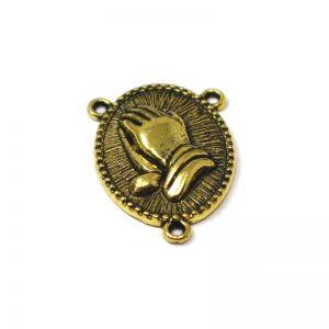 Praying Hands Rosary Center Antique Gold (5 Pieces) - Krafts and Beads