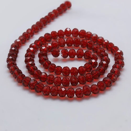 Chinese Crystal Beads Rondelle Shape 8mm X 6mm Deep Red