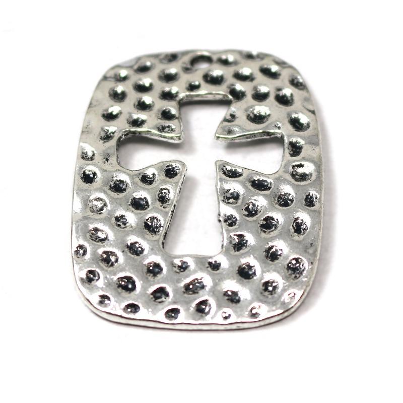 Silver Dimpled Cross Pendant - Krafts and Beads